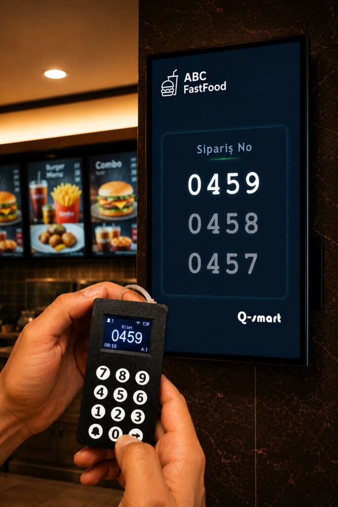 Q-smart Fast Food Queue Management Terminal in TV