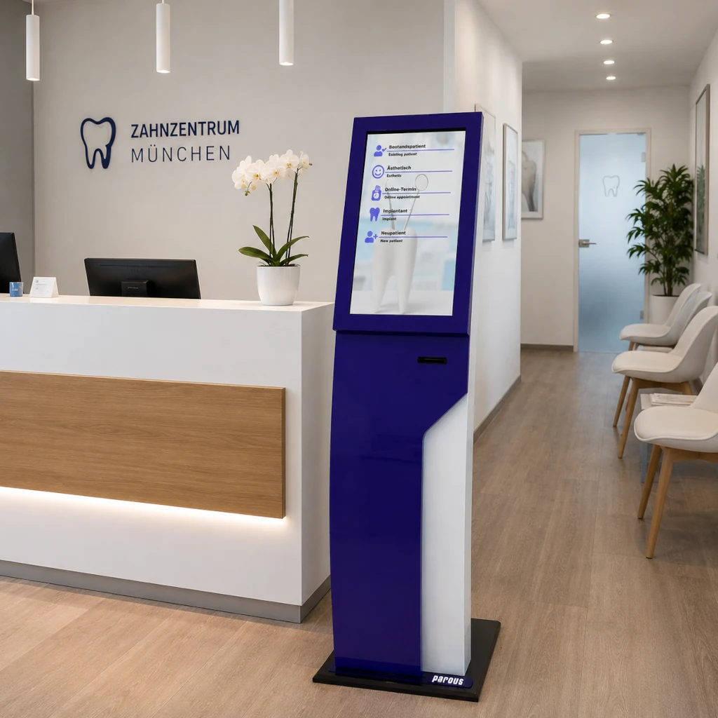 Q-smart E2 22 inç dokunmatik sıramatik sistemi diş kliniği resepsiyonunda kullanılan bilet makinesi